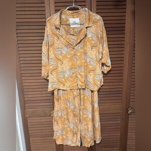 Printfresh Eco Satin Wildest Dreams Bagheera Tobacco Pajama Set Small